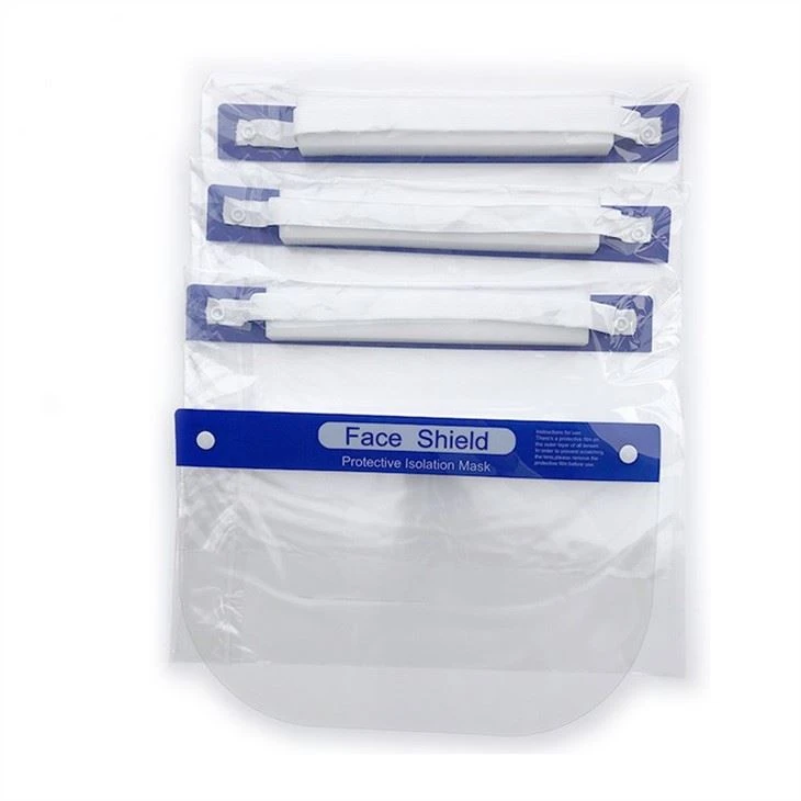 Medical plastic face shield with transparent surface